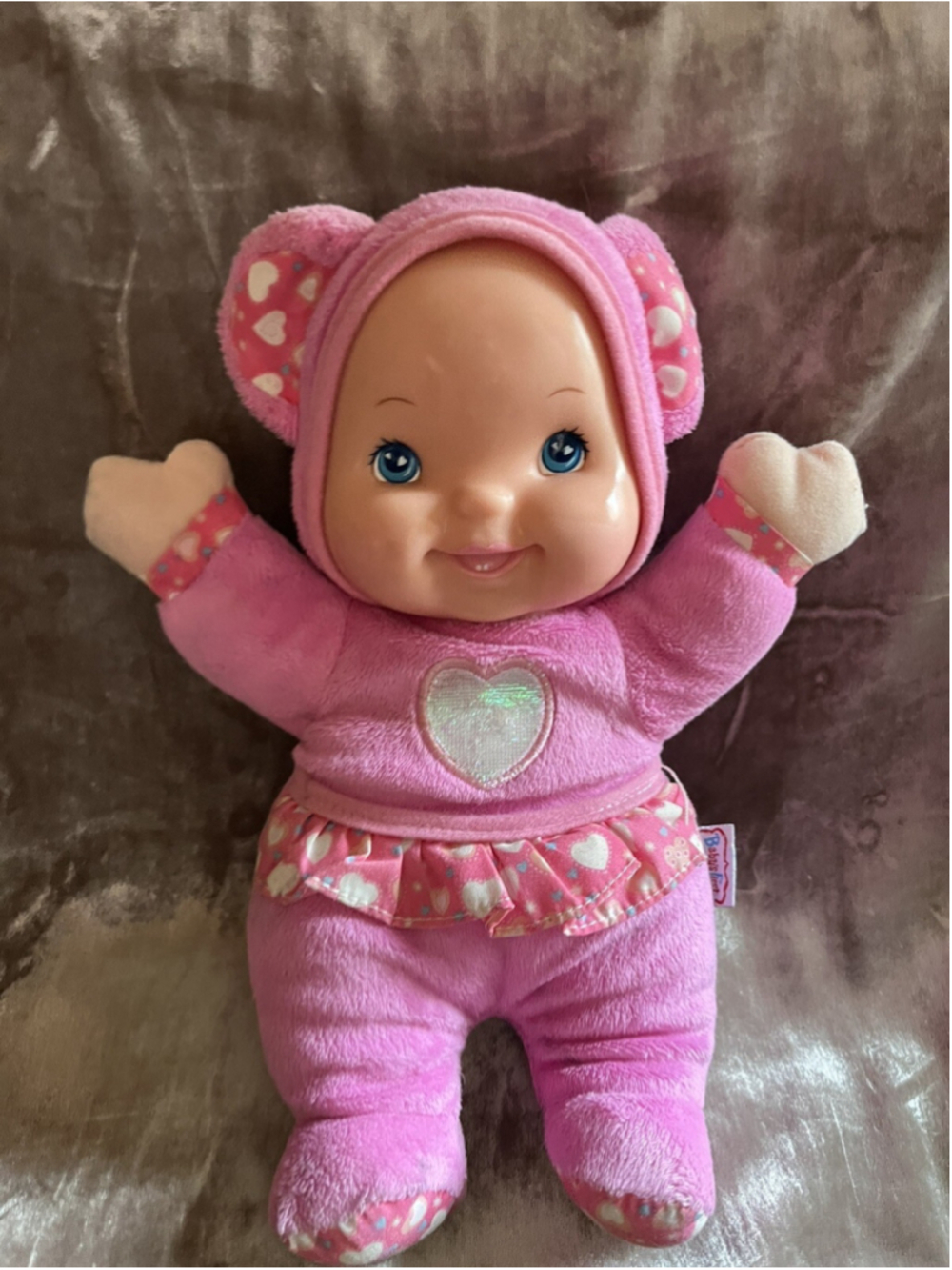 Baby's First Pink Plush Soft Body Baby Doll Goldberger Heart Teddy Bear Ears - Picture 3 of 16